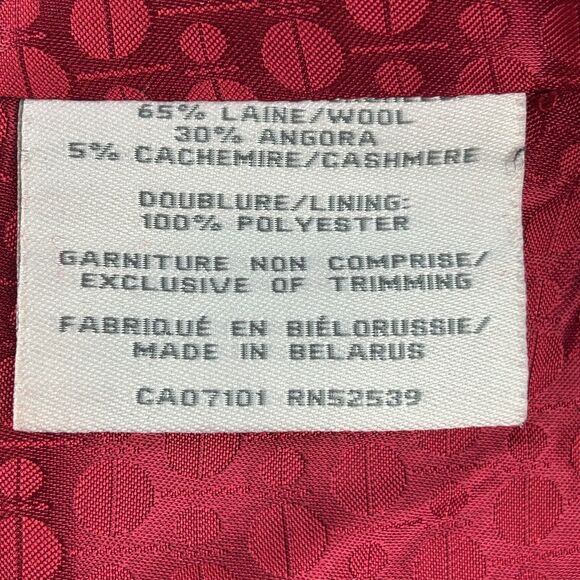 Perry Ellis Portfolio Womens Berry Red Classic Wool Dress Coat Overcoat  Size 4 - Picture 3 of 16